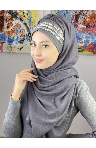 Gray Ready to Wear Turban 7ARLKHZŞL47-02