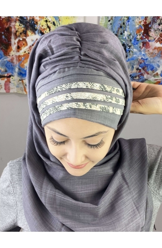 Gray Ready to Wear Turban 7ARLKHZŞL47-02