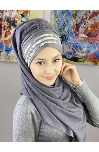 Gray Ready to Wear Turban 7ARLKHZŞL47-02