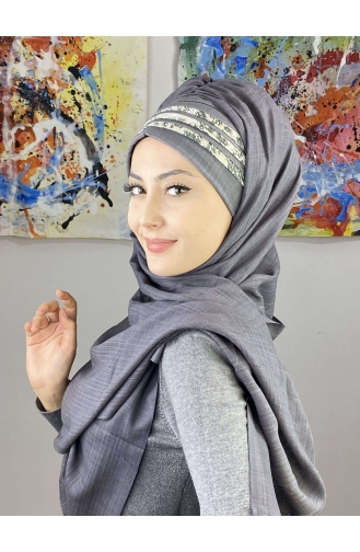 Gray Ready to Wear Turban 7ARLKHZŞL47-02