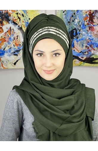 Dark Green Ready to wear Turban 7ARLKHZŞL47-04