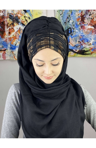 Black Ready to Wear Turban 7ARLKHZŞL56-01
