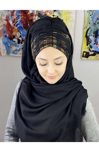 Black Ready to Wear Turban 7ARLKHZŞL56-01