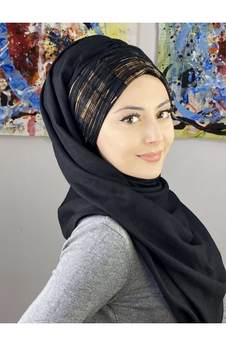 Black Ready to Wear Turban 7ARLKHZŞL56-01