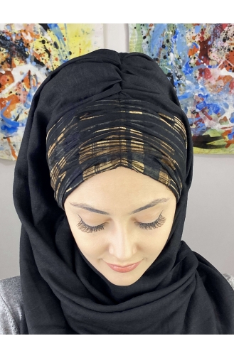 Black Ready to Wear Turban 7ARLKHZŞL56-01