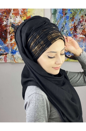 Black Ready to Wear Turban 7ARLKHZŞL56-01