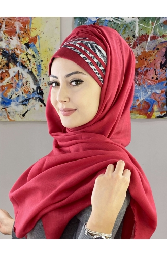 Light Claret Red Ready to Wear Turban 7ARLKHZŞL08-02