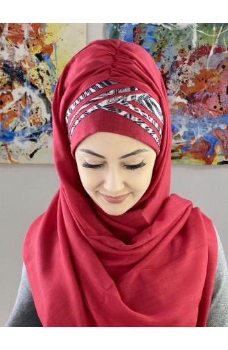 Light Claret Red Ready to Wear Turban 7ARLKHZŞL08-02