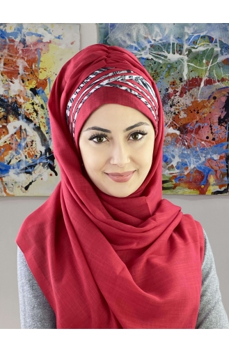 Light Claret Red Ready to Wear Turban 7ARLKHZŞL08-02