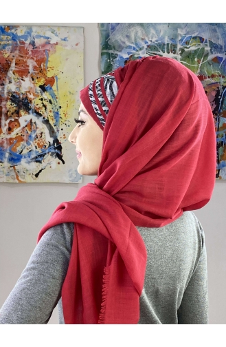 Light Claret Red Ready to Wear Turban 7ARLKHZŞL08-02