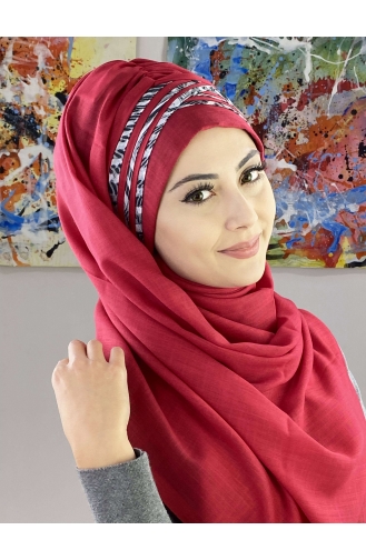 Light Claret Red Ready to Wear Turban 7ARLKHZŞL08-02