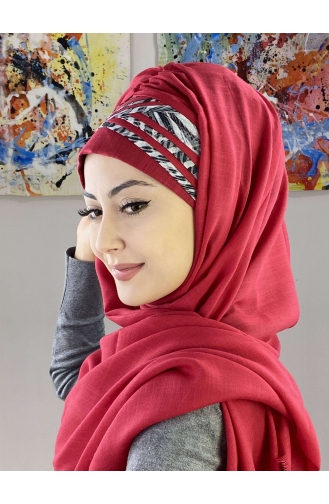 Light Claret Red Ready to Wear Turban 7ARLKHZŞL08-02