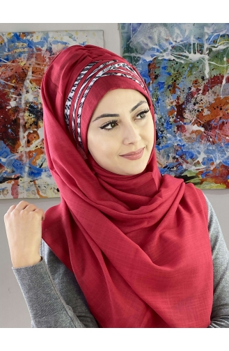 Light Claret Red Ready to Wear Turban 7ARLKHZŞL08-02