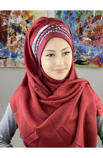 Dark Claret Red Ready to wear Turban 7ARLKHZŞL08-04