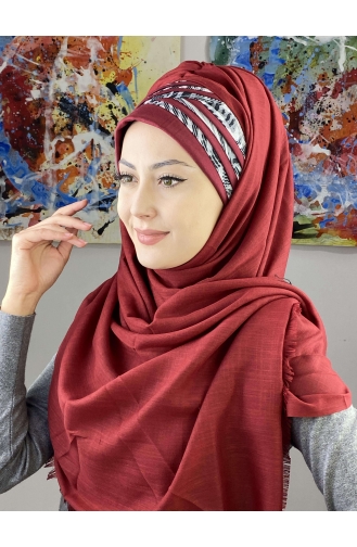 Dark Claret Red Ready to wear Turban 7ARLKHZŞL08-04