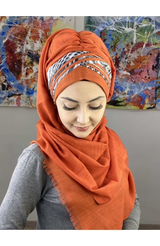 Orange Ready to Wear Turban 7ARLKHZŞL08-08