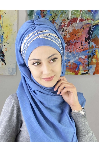 Blau Praktischer Turban 7ARLKHZŞL16-01