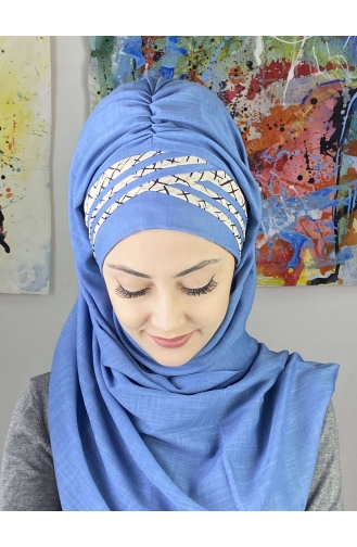 Blau Praktischer Turban 7ARLKHZŞL16-01