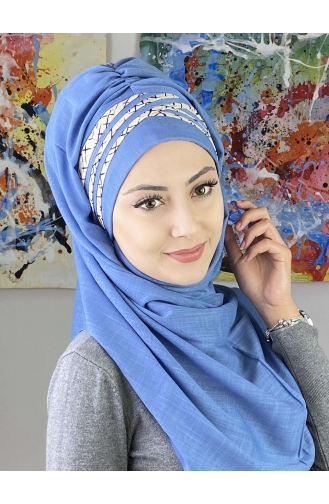 Blau Praktischer Turban 7ARLKHZŞL16-01