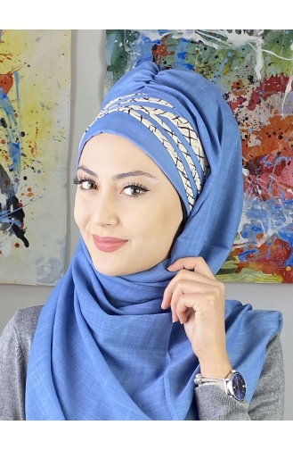 Blau Praktischer Turban 7ARLKHZŞL16-01