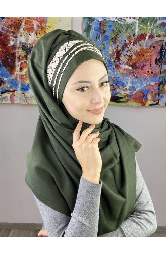 Dark Green Ready to wear Turban 7ARLKHZŞL16-06