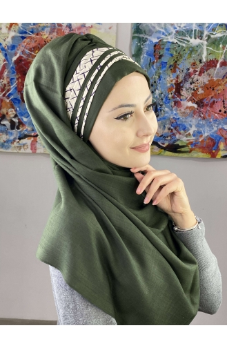 Dark Green Ready to Wear Turban 7ARLKHZŞL16-06