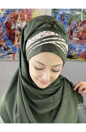 Dark Green Ready to wear Turban 7ARLKHZŞL16-06