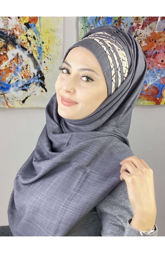 Dark Gray Ready to Wear Turban 7ARLKHZŞL16-07