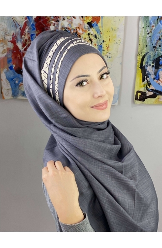 Dark Gray Ready to Wear Turban 7ARLKHZŞL16-07