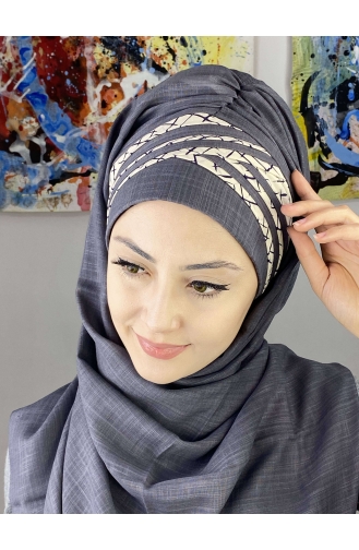 Dark Gray Ready to Wear Turban 7ARLKHZŞL16-07