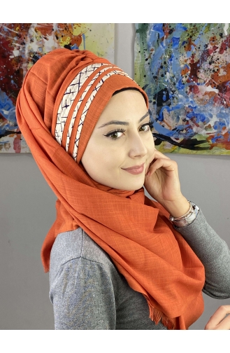 Orange Praktischer Turban 7ARLKHZŞL16-09