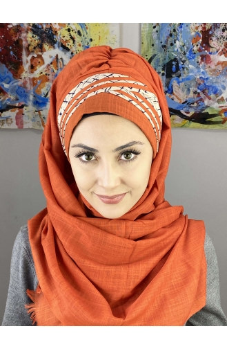 Orange Praktischer Turban 7ARLKHZŞL16-09