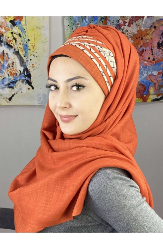 Orange Praktischer Turban 7ARLKHZŞL16-09