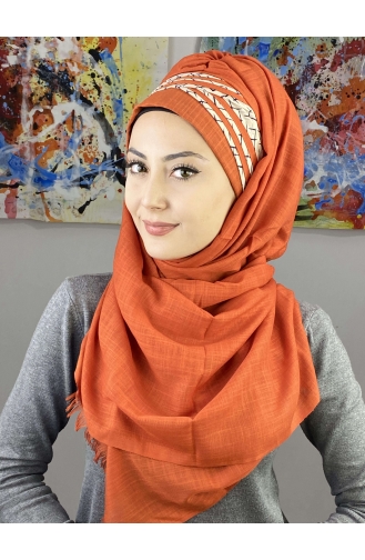 Orange Praktischer Turban 7ARLKHZŞL16-09