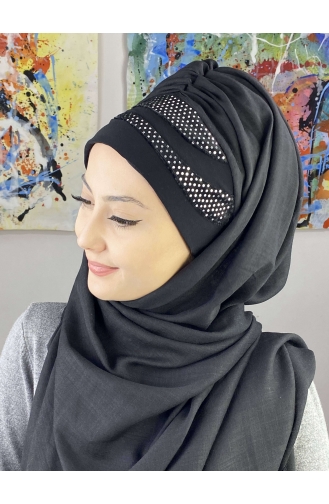 Black Ready to Wear Turban 7ARLKHZŞL58-01