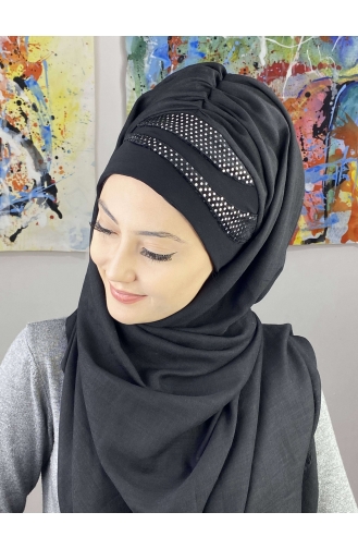 Black Ready to Wear Turban 7ARLKHZŞL58-01