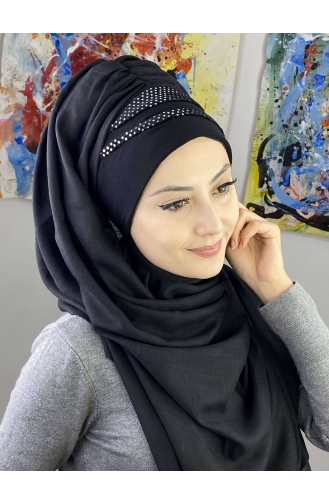 Black Ready to Wear Turban 7ARLKHZŞL58-01