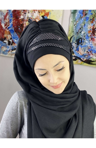 Black Ready to Wear Turban 7ARLKHZŞL58-01