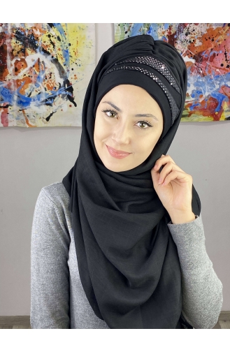 Black Ready to Wear Turban 7ARLKHZŞL58-01