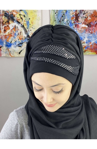 Black Ready to Wear Turban 7ARLKHZŞL58-01