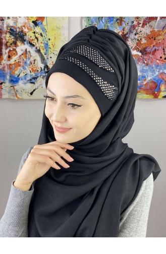 Black Ready to Wear Turban 7ARLKHZŞL58-01