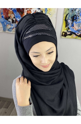 Black Ready to Wear Turban 7ARLKHZŞL58-01