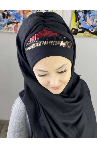 Black Ready to Wear Turban 7ARLKHZŞL59-01