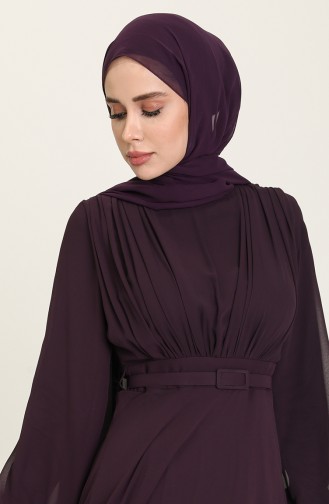 Dark Purple Hijab Evening Dress 5422-15