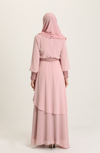 Powder Hijab Evening Dress 5489-01