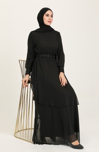 Black Hijab Evening Dress 5489-03