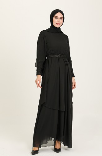 Black Hijab Evening Dress 5489-03