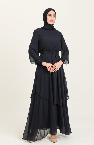 Dunkelblau Hijab-Abendkleider 5489-05