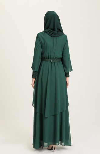 Emerald Green Hijab Evening Dress 5489-06