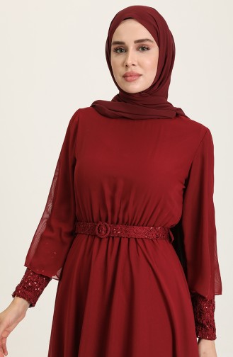 فساتين سهرة بتصميم اسلامي أحمر كلاريت 5489-07